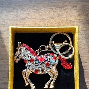 Colorful Horse Keychain with Rhinestones